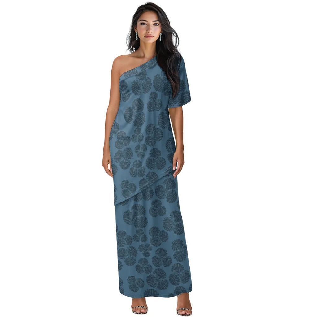 Custom All-Over Print Women's One-Shoulder 2-Piece Resort Set - Asymmetric Top & Split Maxi Skirt