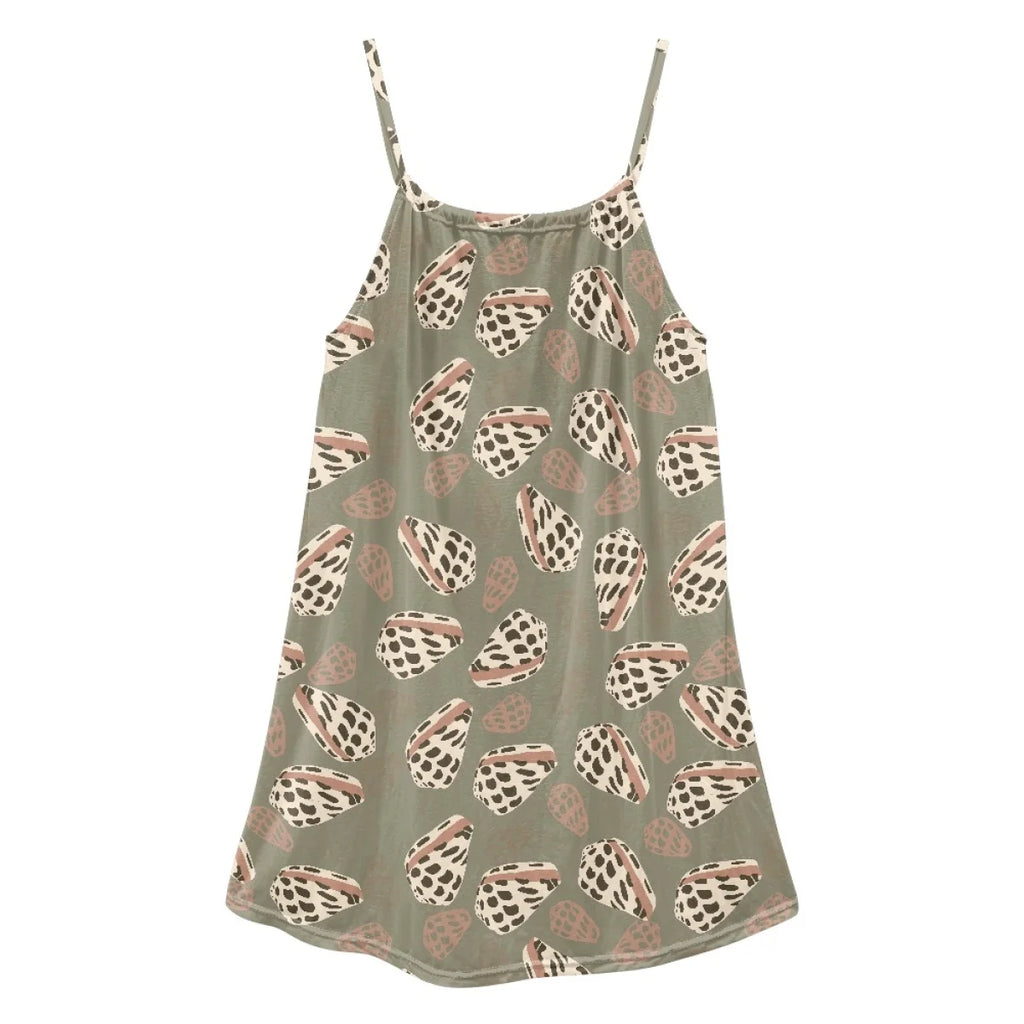 Custom All-Over Print Women's Square Neck Spaghetti Strap Nightgown - Soft Cotton-Feel Loungewear