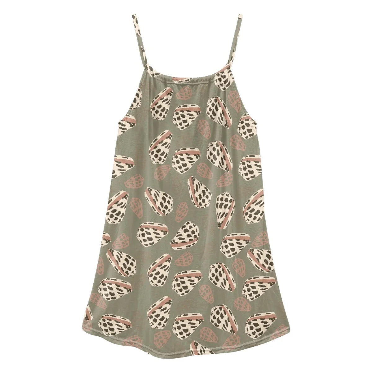 Custom All-Over Print Women's Square Neck Spaghetti Strap Nightgown - Soft Cotton-Feel Loungewear