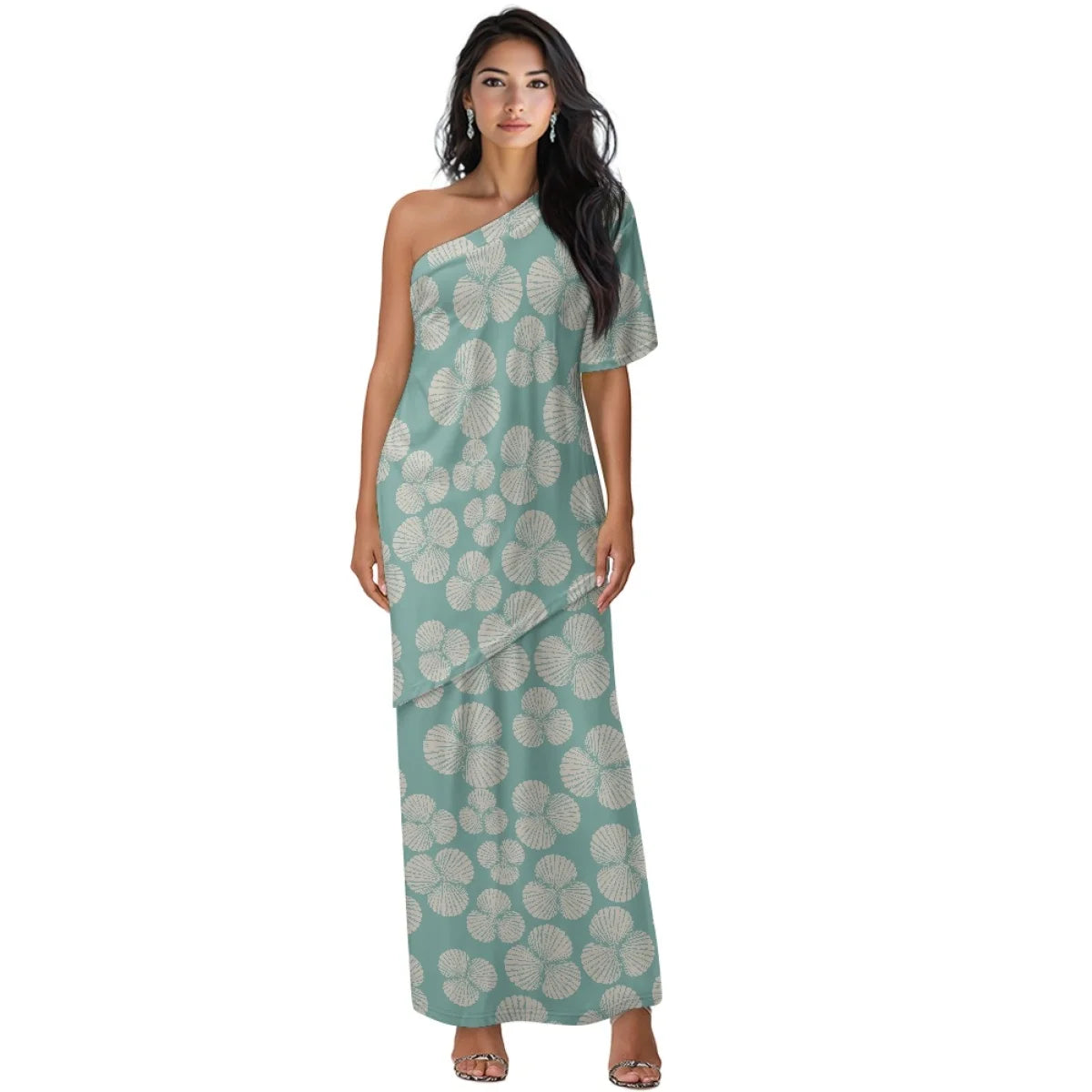 Custom All-Over Print Women's One-Shoulder 2-Piece Resort Set - Asymmetric Top & Split Maxi Skirt