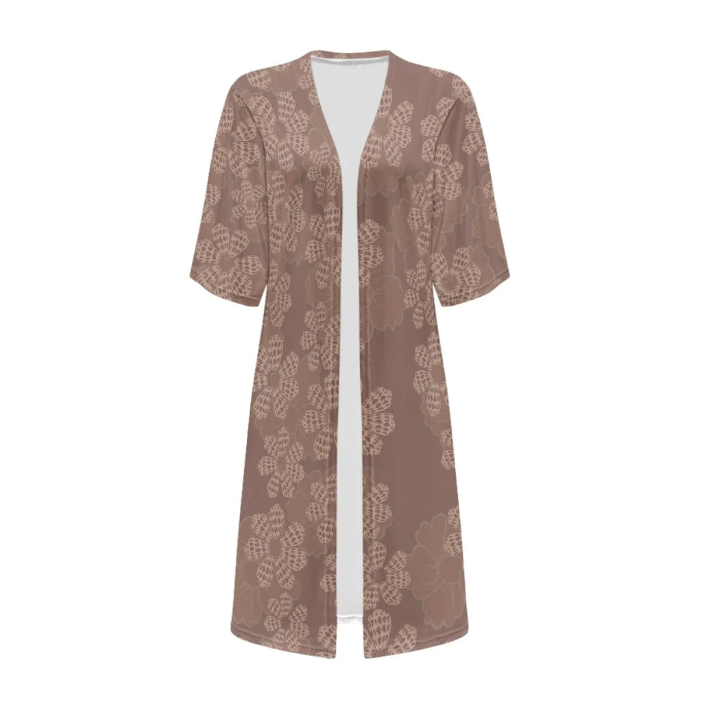 Custom All-Over Print Women's Mid-Length Cardigan Cape - Relaxed Batwing Sleeve Vacation Cover-up