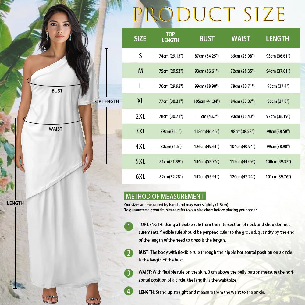 Custom All-Over Print Women's One-Shoulder 2-Piece Resort Set - Asymmetric Top & Split Maxi Skirt