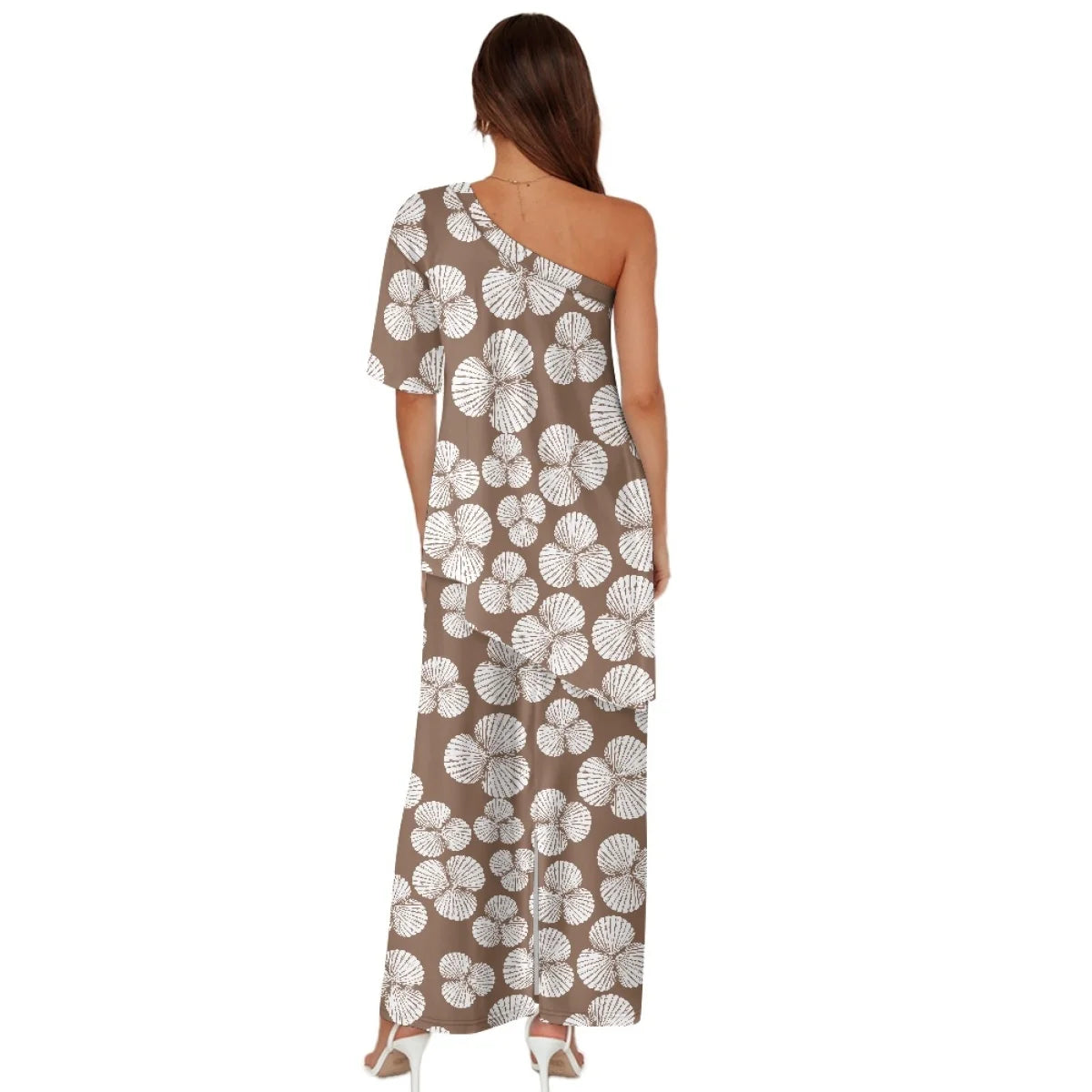 Custom All-Over Print Women's One-Shoulder 2-Piece Resort Set - Asymmetric Top & Split Maxi Skirt