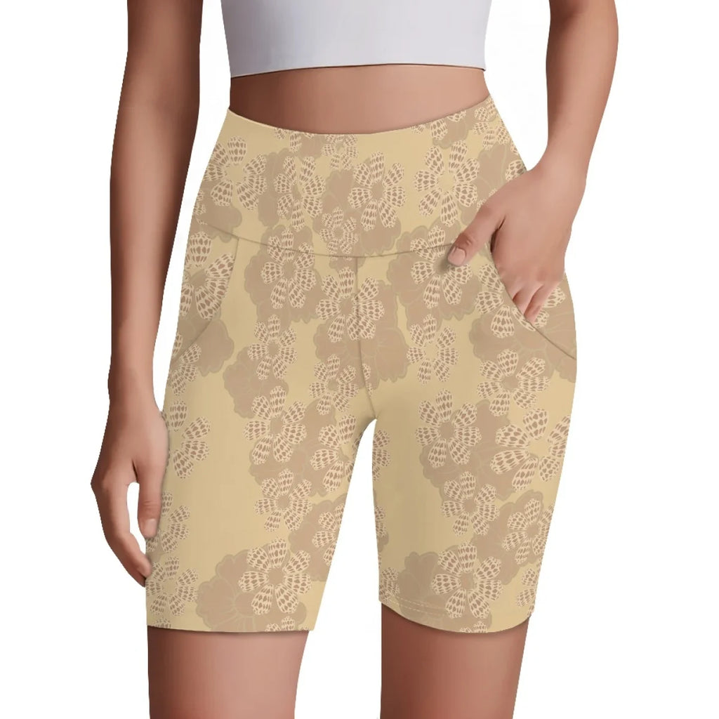 Custom All-Over Print Women's High-Waisted Biker Shorts - Performance Yoga Shorts with Side Pockets