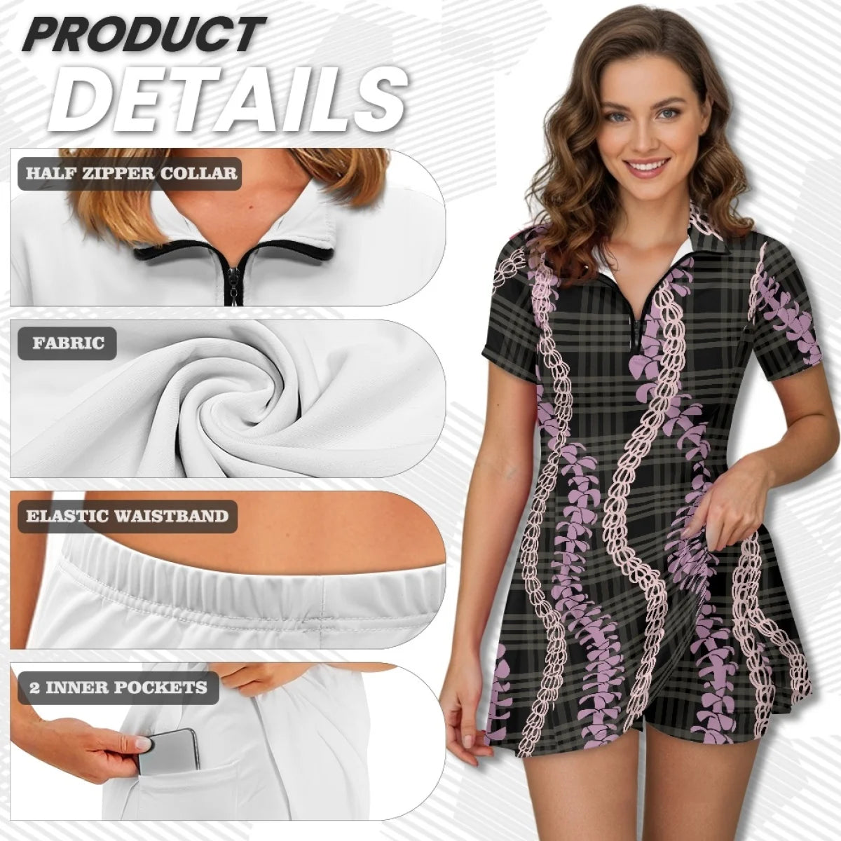 Custom Print Golf & Tennis Dress Set | Quick-Dry & Built-in Shorts