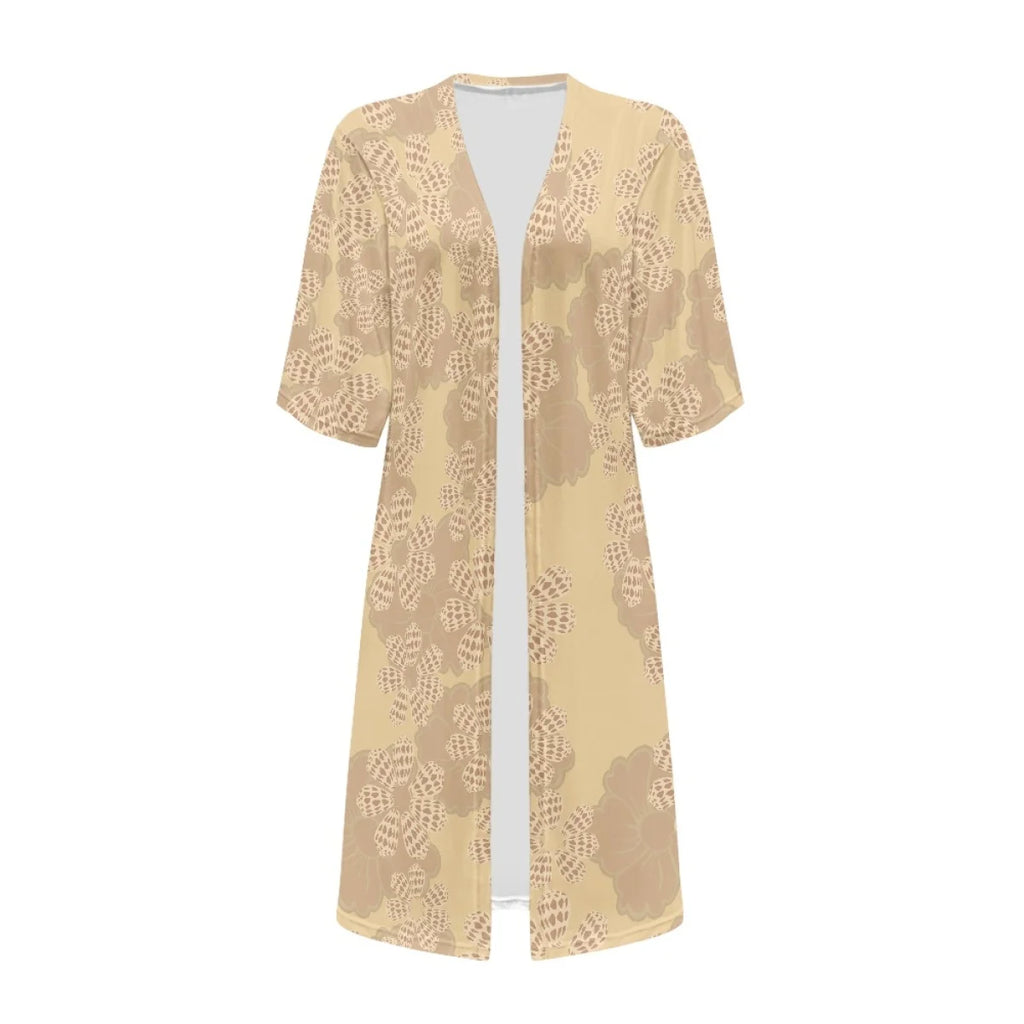 Custom All-Over Print Women's Mid-Length Cardigan Cape - Relaxed Batwing Sleeve Vacation Cover-up