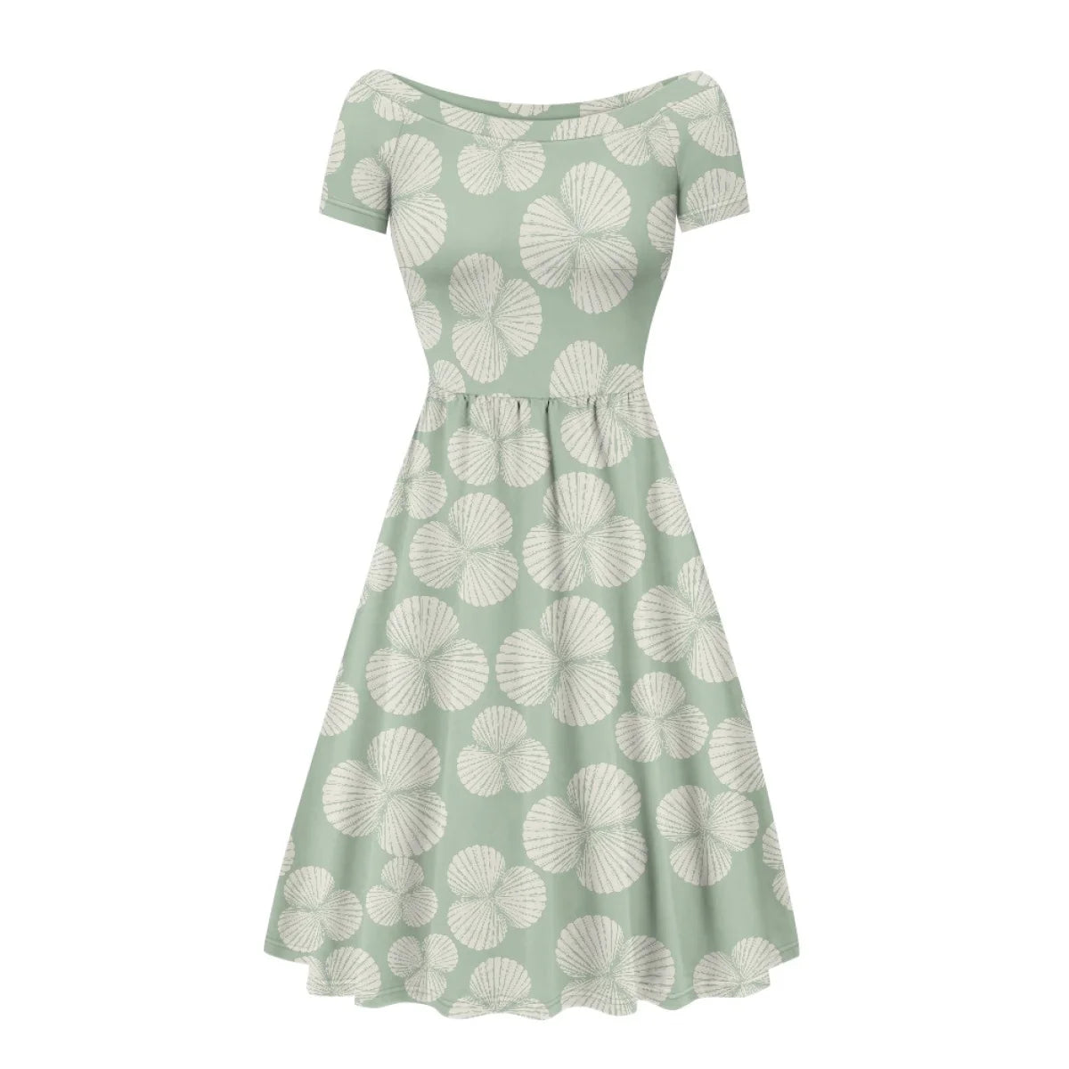 Custom All-Over Print Women's Boat Neck Midi Dress - Elegant A-Line Swing Gown