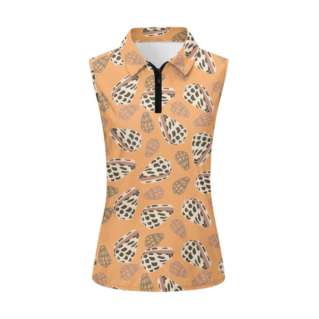 Custom All-Over Print Women's Sleeveless Golf Shirt - Performance 1/4 Zip Polo