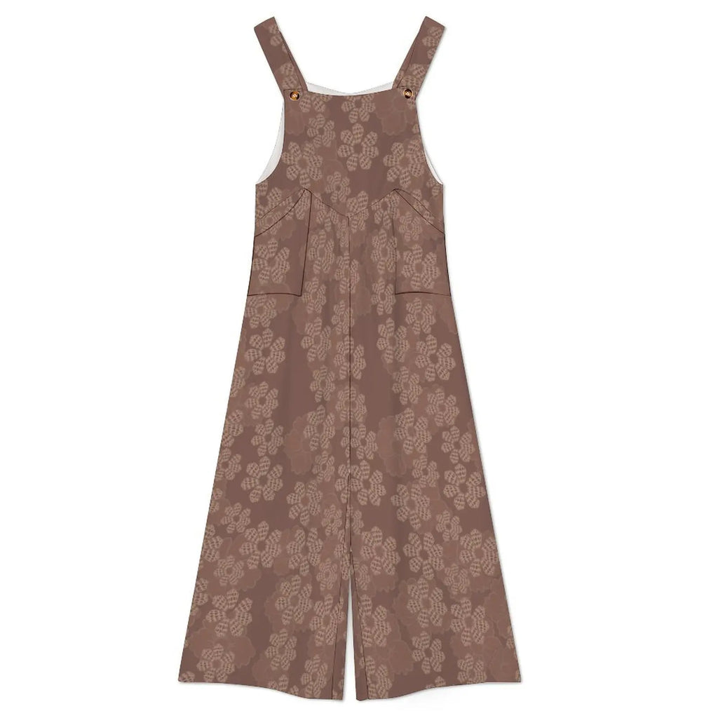 Custom All-Over Print Women's Camisole Wide-Leg Jumpsuit - Relaxed Square Neck Romper with Pockets