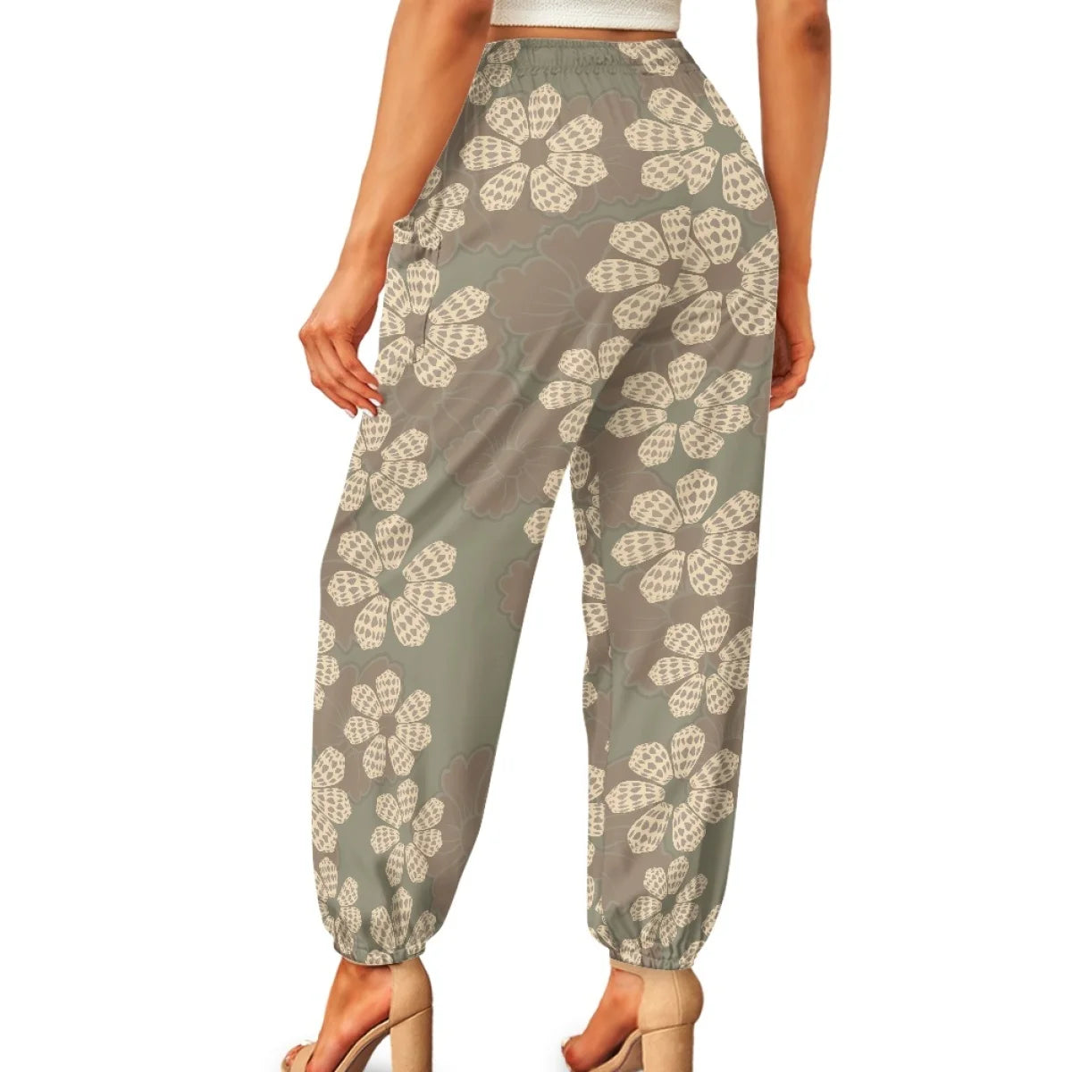 Custom All-Over Print Women's Loose Lantern Yoga Pants - High-Waist Joggers with Cargo Pockets
