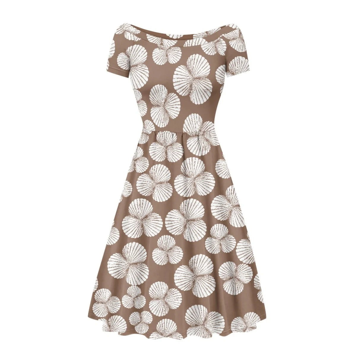 Custom All-Over Print Women's Boat Neck Midi Dress - Elegant A-Line Swing Gown