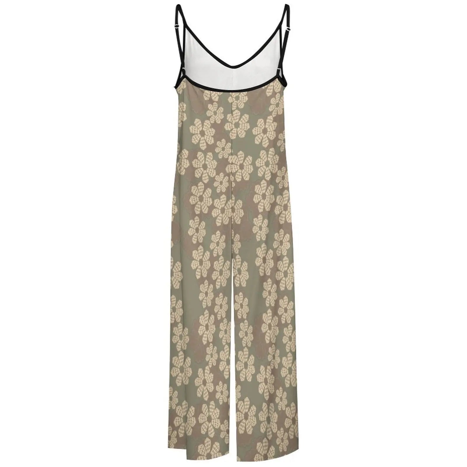 Custom All-Over Print Women's Dual V-Neck Camisole Jumpsuit - High-Waist Wide-Leg Romper with Pockets