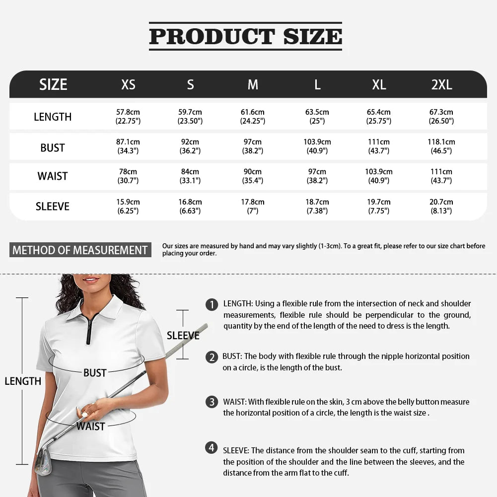 Custom Print Women's Golf Polo Shirt | Quarter-Zip & Quick-Dry Performance