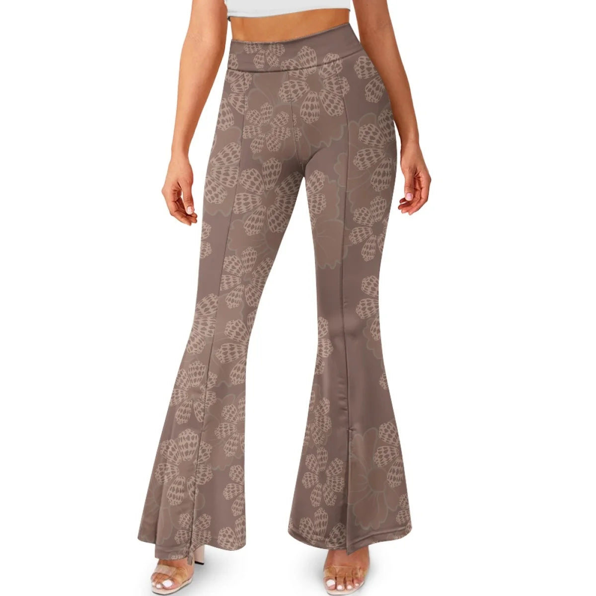 Custom All-Over Print Women's High-Waisted Split Flare Yoga Pants - Leg-Elongating Slit Flare Trousers