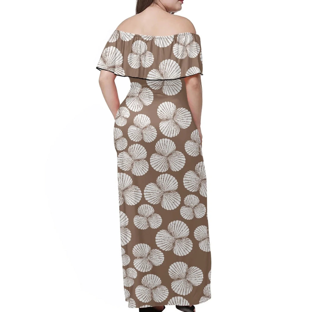 Custom All-Over Print Women's Off-The-Shoulder Maxi Dress - Ruffle Fishtail Vacation Gown