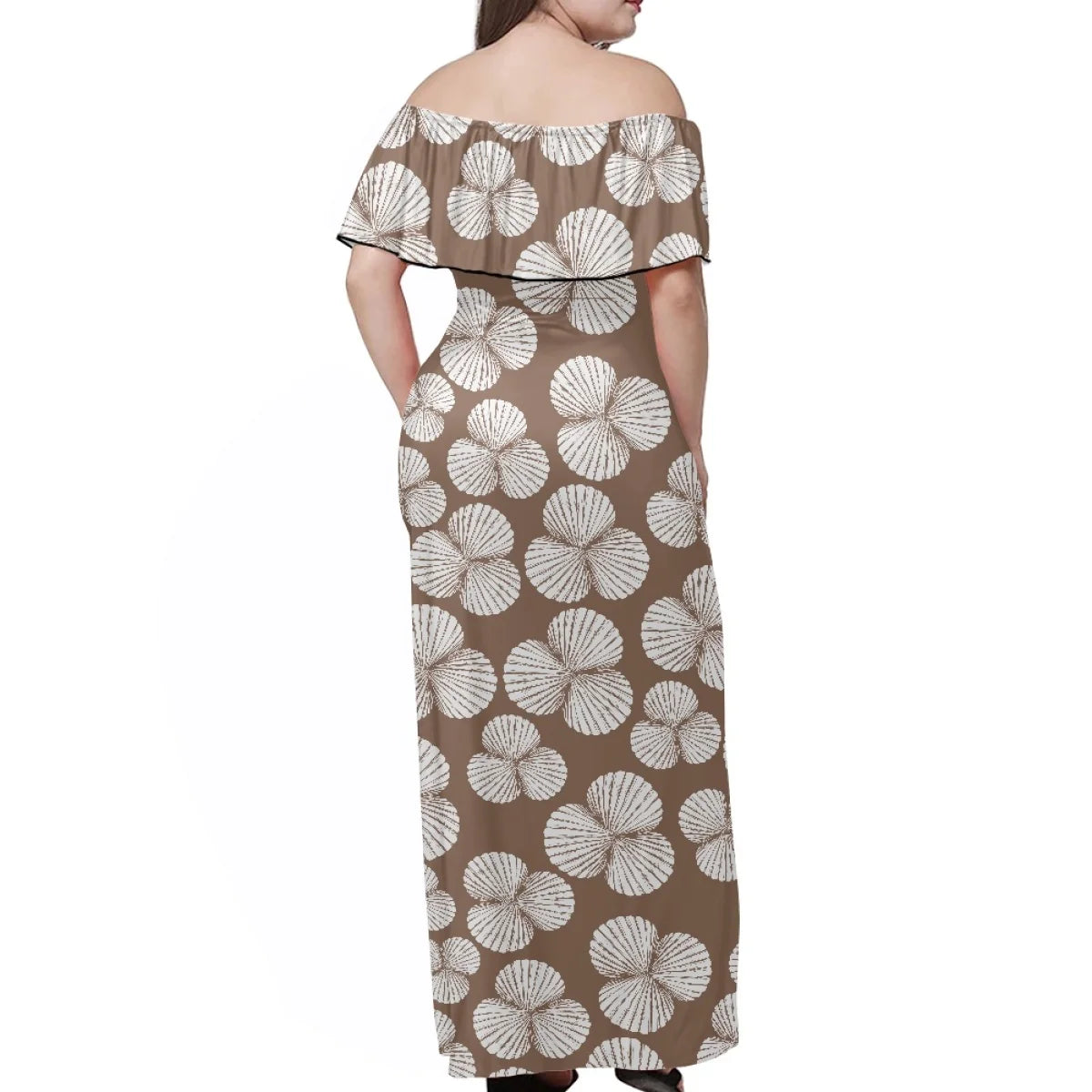 Custom All-Over Print Women's Off-The-Shoulder Maxi Dress - Ruffle Fishtail Vacation Gown