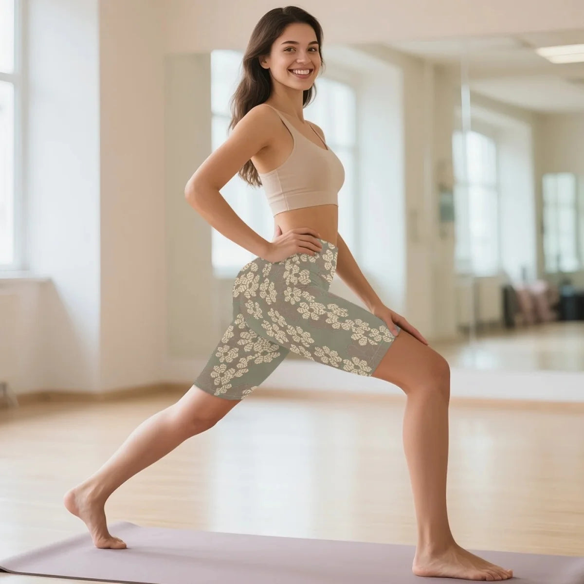 Custom All-Over Print Women's High-Waisted Biker Shorts - Performance Yoga Shorts with Side Pockets