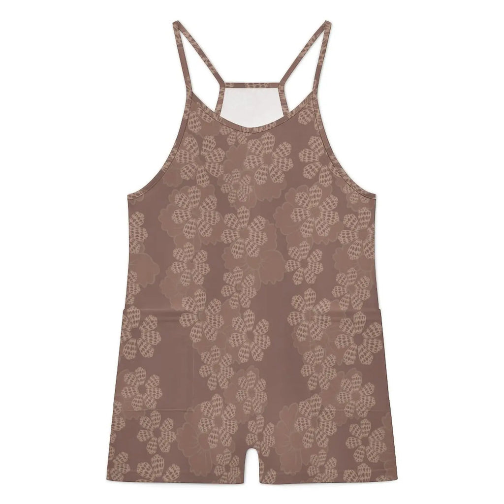 Custom All-Over Print Women's Camisole Romper - Sexy Y-Back Summer Jumpsuit with Pockets