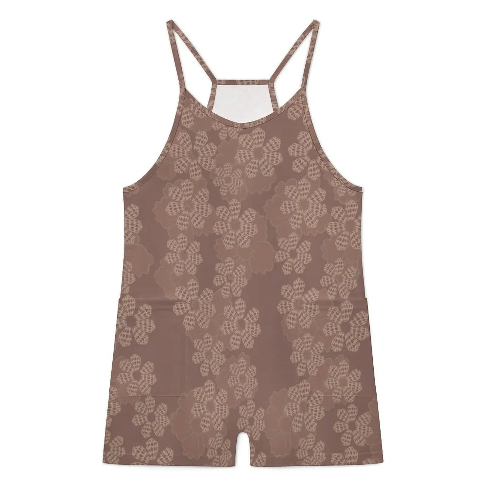 Custom All-Over Print Women's Camisole Romper - Sexy Y-Back Summer Jumpsuit with Pockets