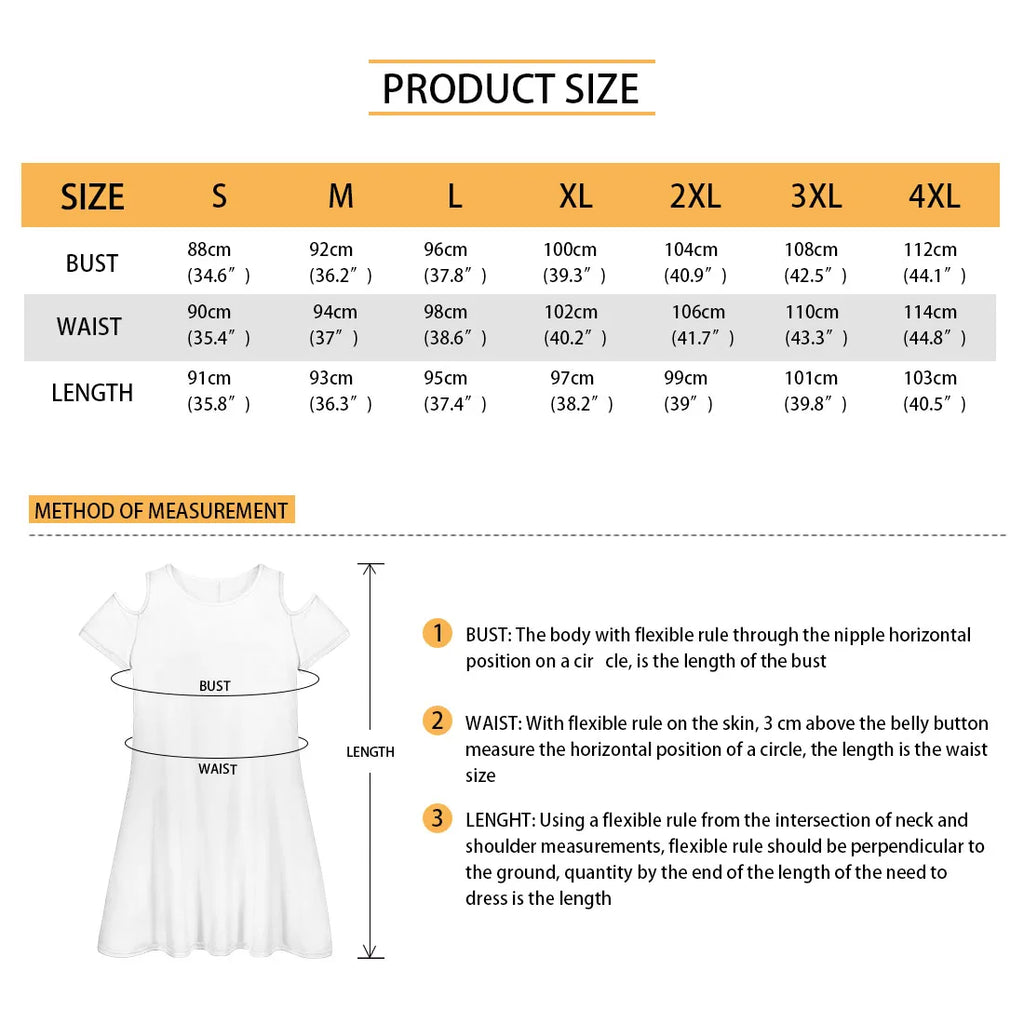 Custom All-Over Print Women's Cold-Shoulder Dress - Breezy Summer A-Line Gown