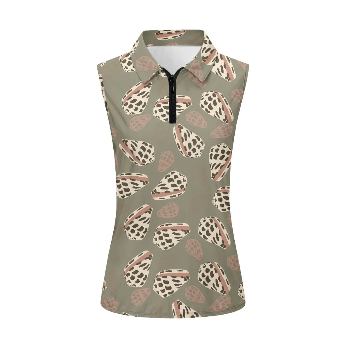 Custom All-Over Print Women's Sleeveless Golf Shirt - Performance 1/4 Zip Polo