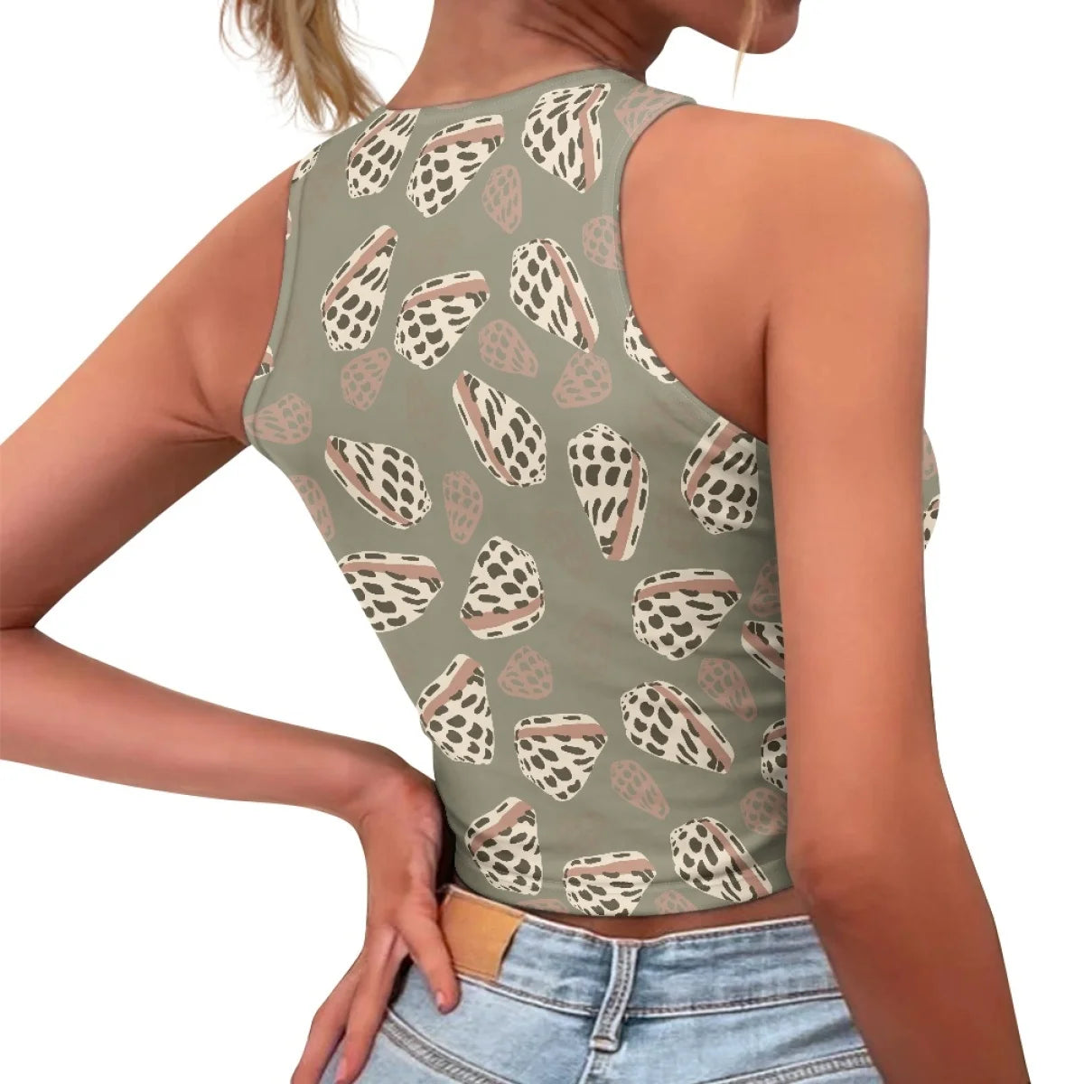Custom All-Over Print Women's Slim Racerback Crop Top - High-Elastic Fitness Tank