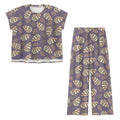 Custom All-Over Print Women's Short Sleeve Wide-Leg Pants Set - Textured Corduroy