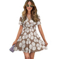 Custom All-Over Print Women's V-Neck Short Sleeve Dress - French Style A-Line Mini Gown
