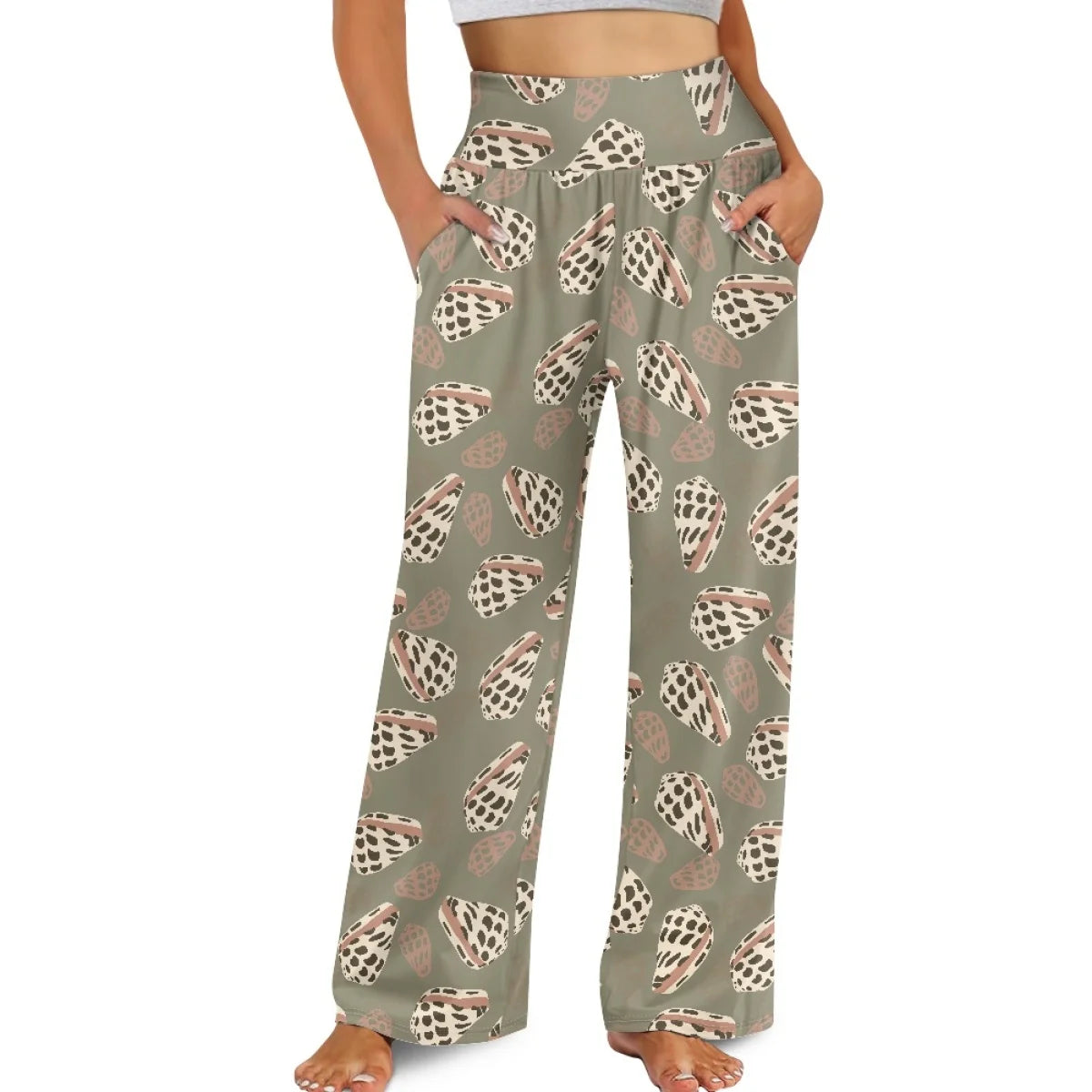 Custom All-Over Print Women's High-Waist Wide-Leg Pants - Flowy Summer Trousers