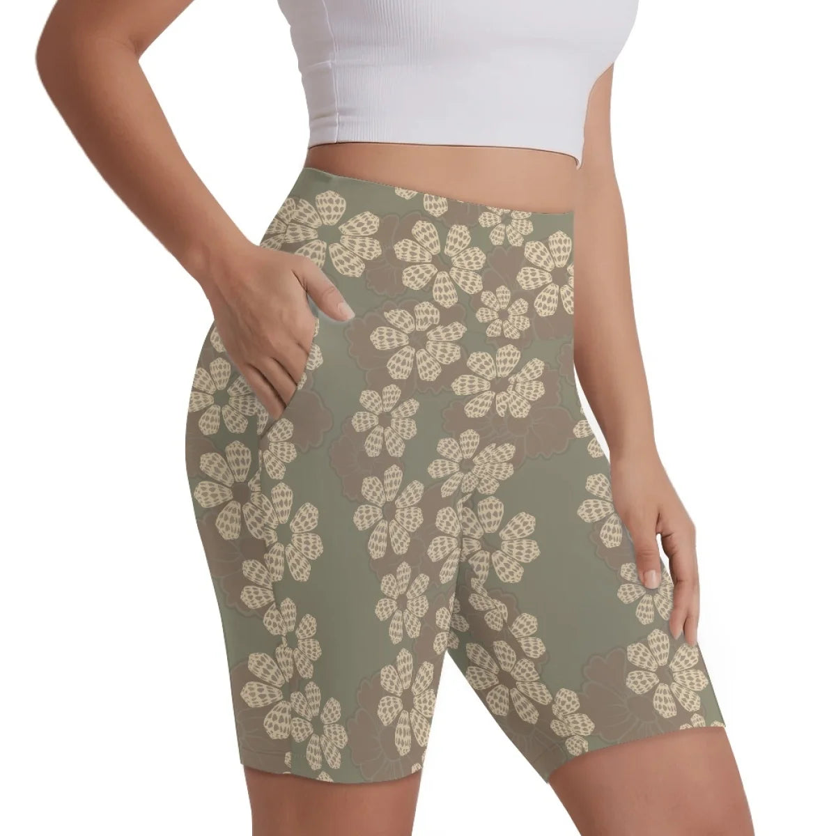 Custom All-Over Print Women's High-Waisted Biker Shorts - Performance Yoga Shorts with Side Pockets