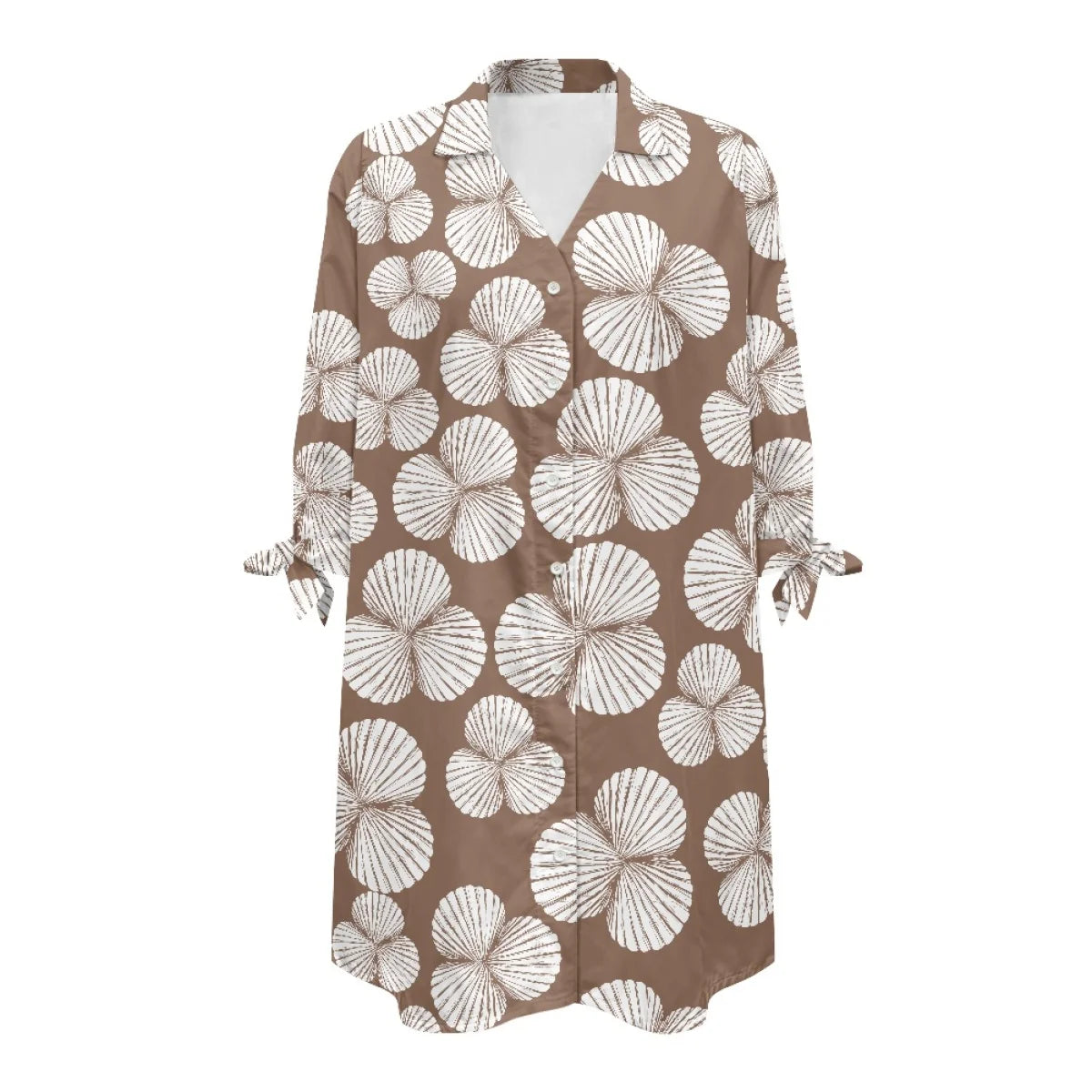 Custom All-Over Print Women's 3/4 Sleeve Shirt Dress - Versatile Beach Cover-up & Sun Protector