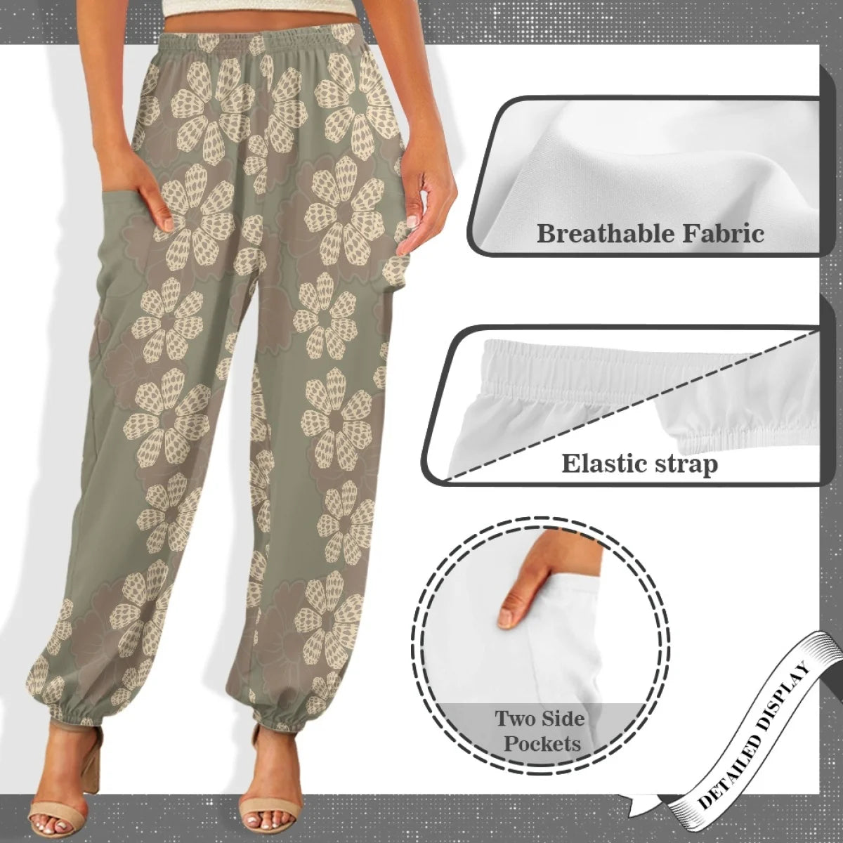 Custom All-Over Print Women's Loose Lantern Yoga Pants - High-Waist Joggers with Cargo Pockets