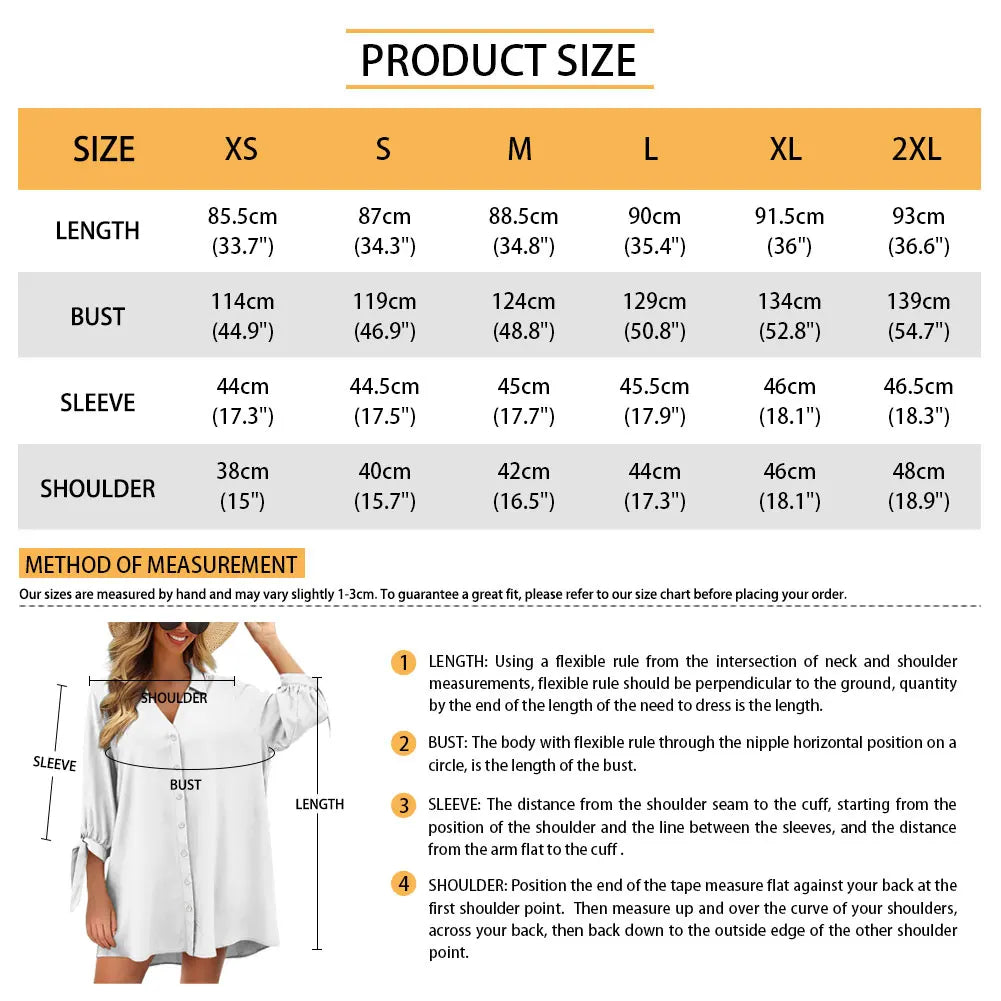 Custom All-Over Print Women's 3/4 Sleeve Shirt Dress - Versatile Beach Cover-up & Sun Protector