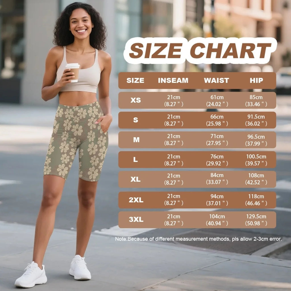 Custom All-Over Print Women's High-Waisted Biker Shorts - Performance Yoga Shorts with Side Pockets