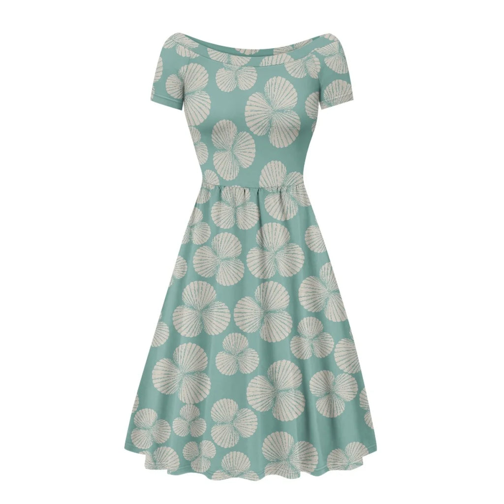 Custom All-Over Print Women's Boat Neck Midi Dress - Elegant A-Line Swing Gown