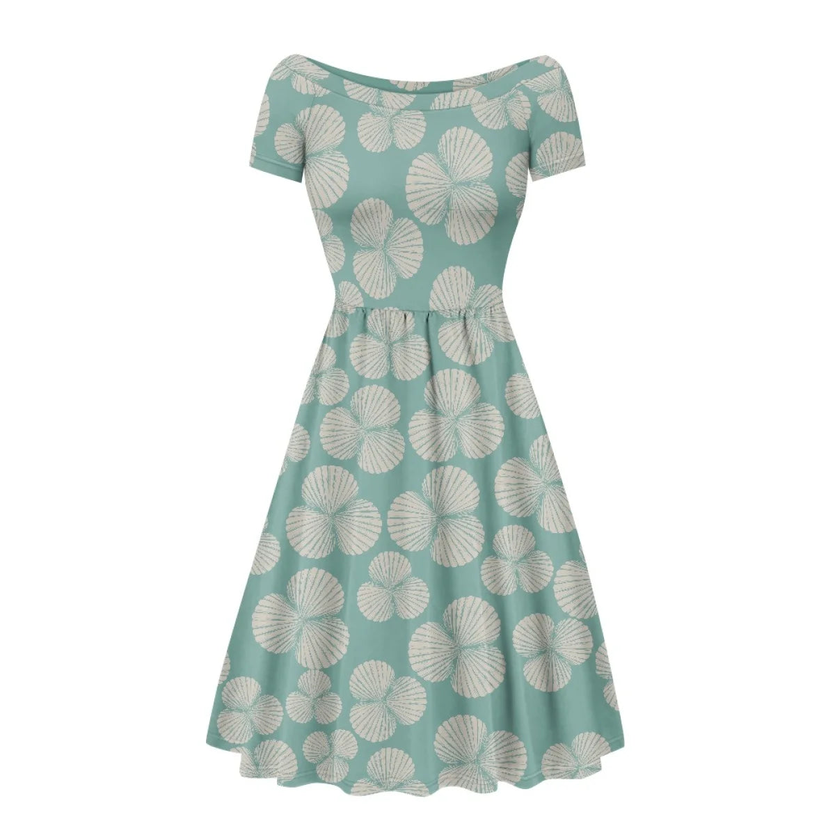 Custom All-Over Print Women's Boat Neck Midi Dress - Elegant A-Line Swing Gown