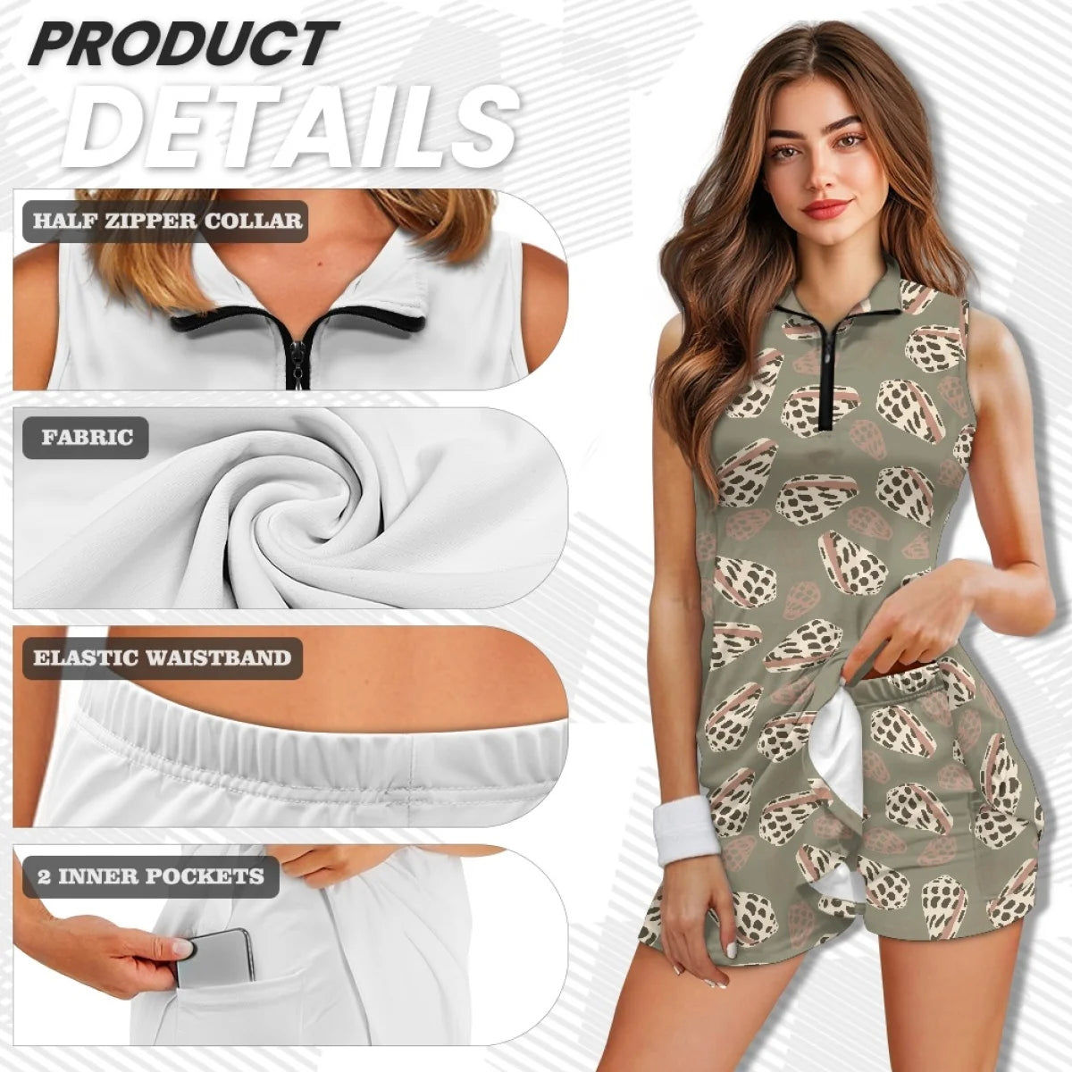 Custom All-Over Print Women's Golf Dress Set - Professional 2-in-1 Athletic Gown