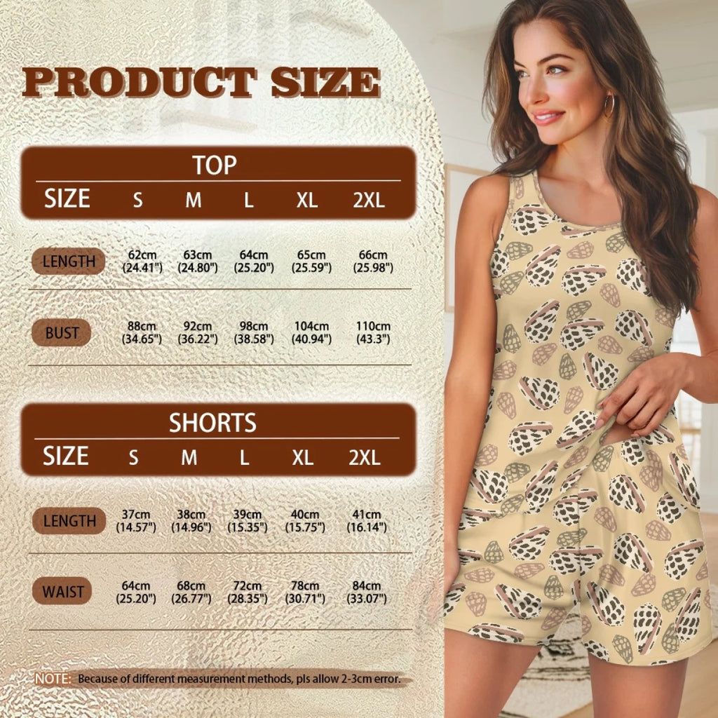 Custom All-Over Print Women's Sleeveless Pajama Set - Breathable Summer Loungewear