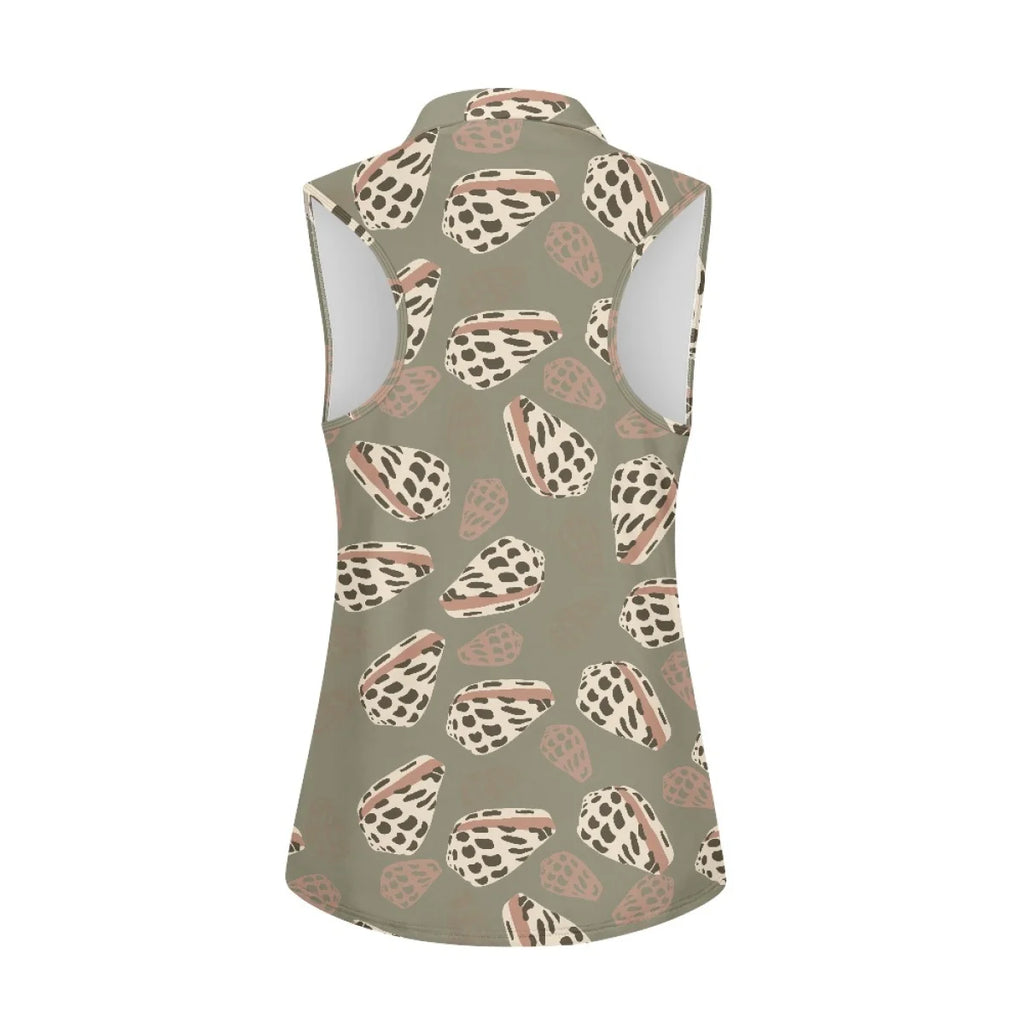 Custom All-Over Print Women's Sleeveless Golf Shirt - Performance 1/4 Zip Polo