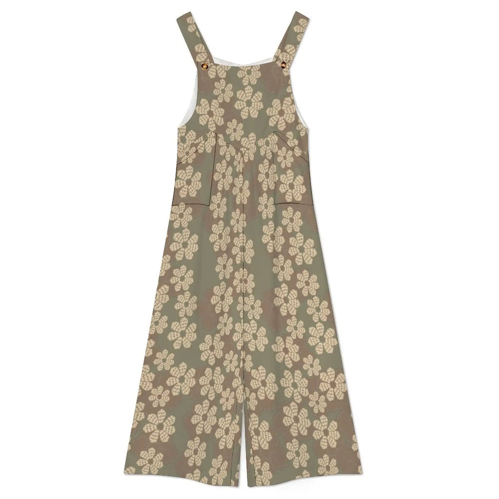 Custom All-Over Print Women's Camisole Wide-Leg Jumpsuit - Relaxed Square Neck Romper with Pockets