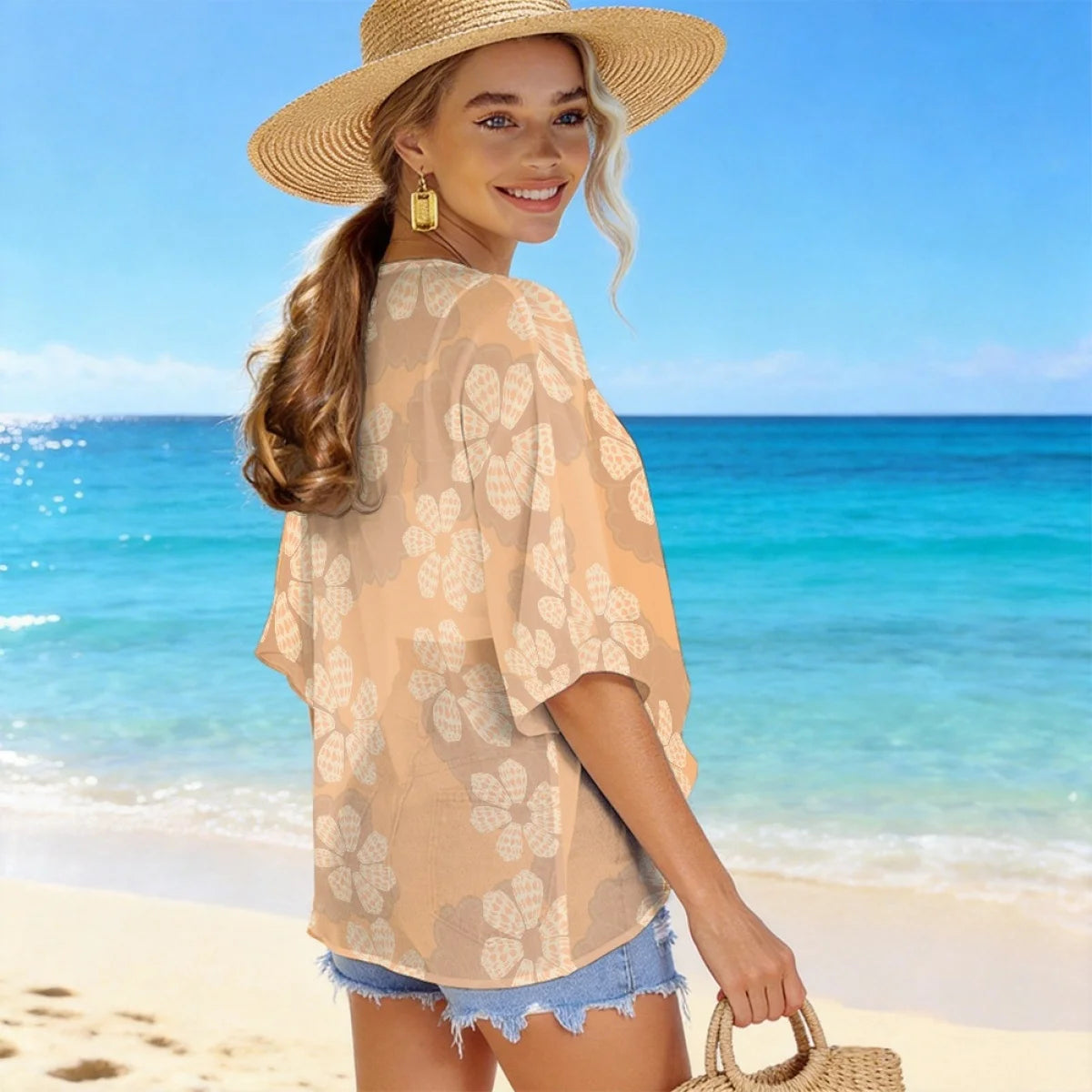 Custom All-Over Print Women's Chiffon Cardigan - Flowy Beach Cover-up & Sun Protection Shirt