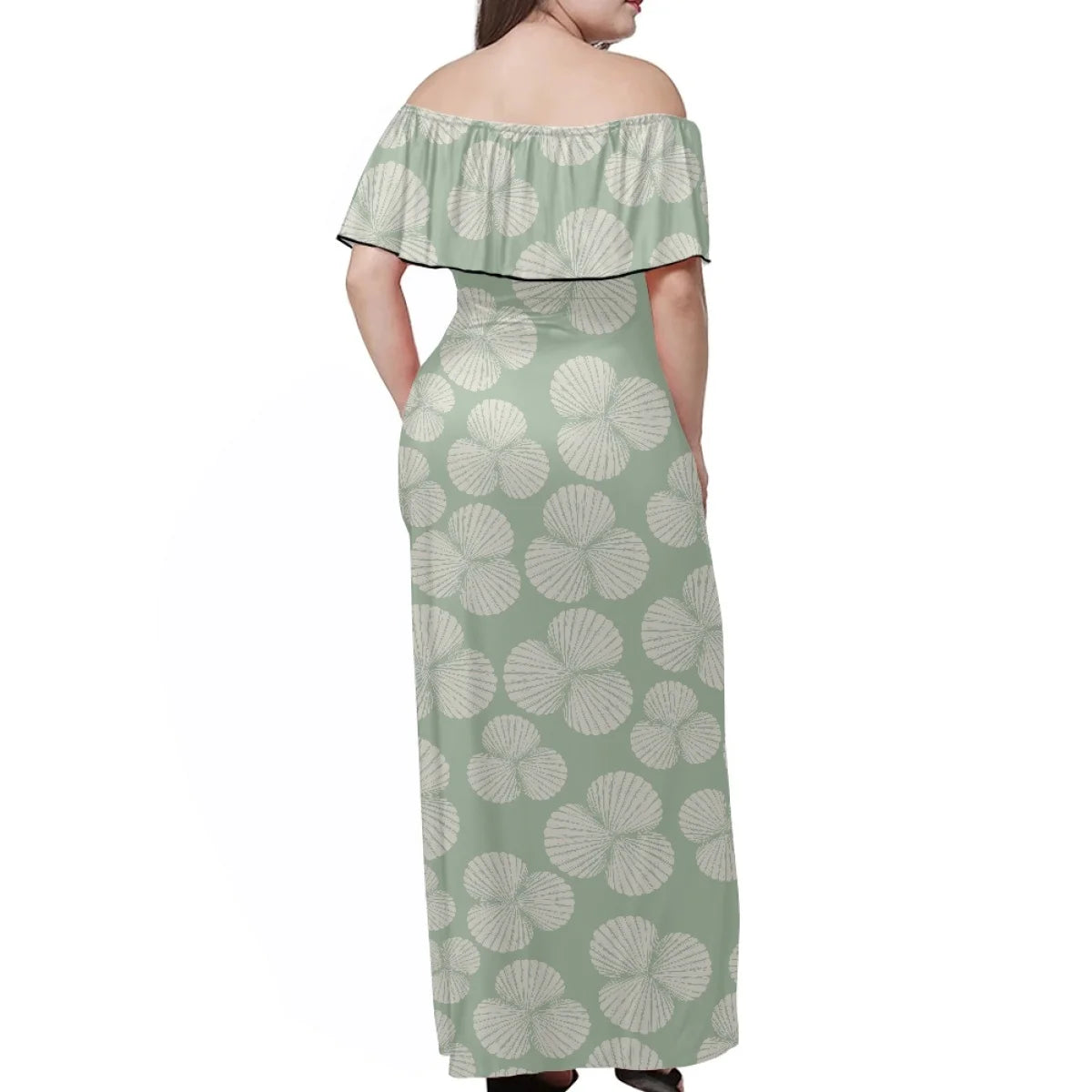 Custom All-Over Print Women's Off-The-Shoulder Maxi Dress - Ruffle Fishtail Vacation Gown