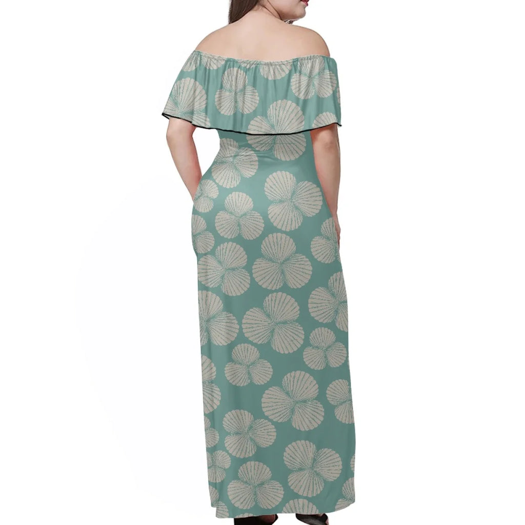 Custom All-Over Print Women's Off-The-Shoulder Maxi Dress - Ruffle Fishtail Vacation Gown