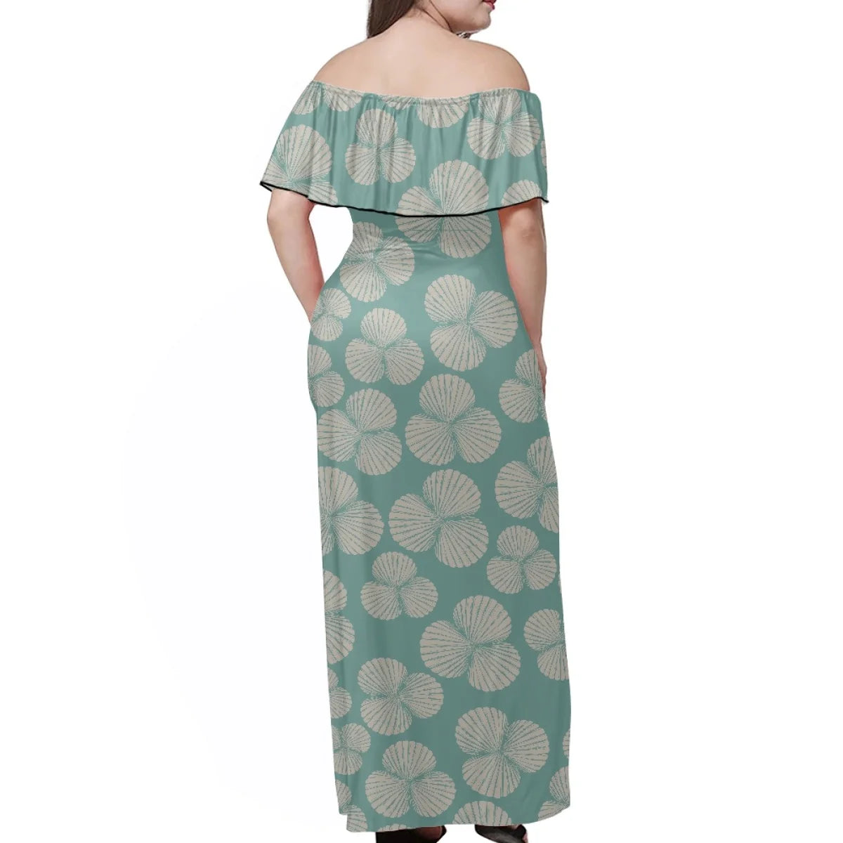 Custom All-Over Print Women's Off-The-Shoulder Maxi Dress - Ruffle Fishtail Vacation Gown
