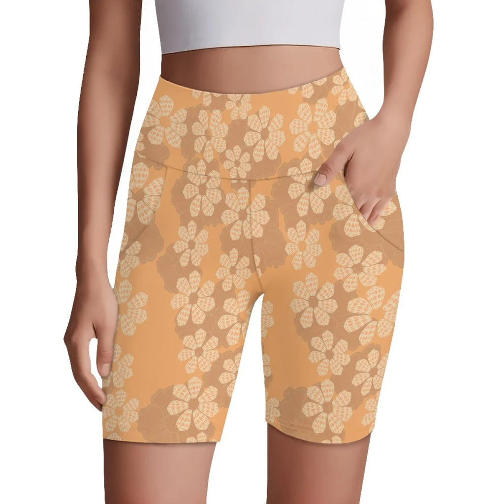 Custom All-Over Print Women's High-Waisted Biker Shorts - Performance Yoga Shorts with Side Pockets
