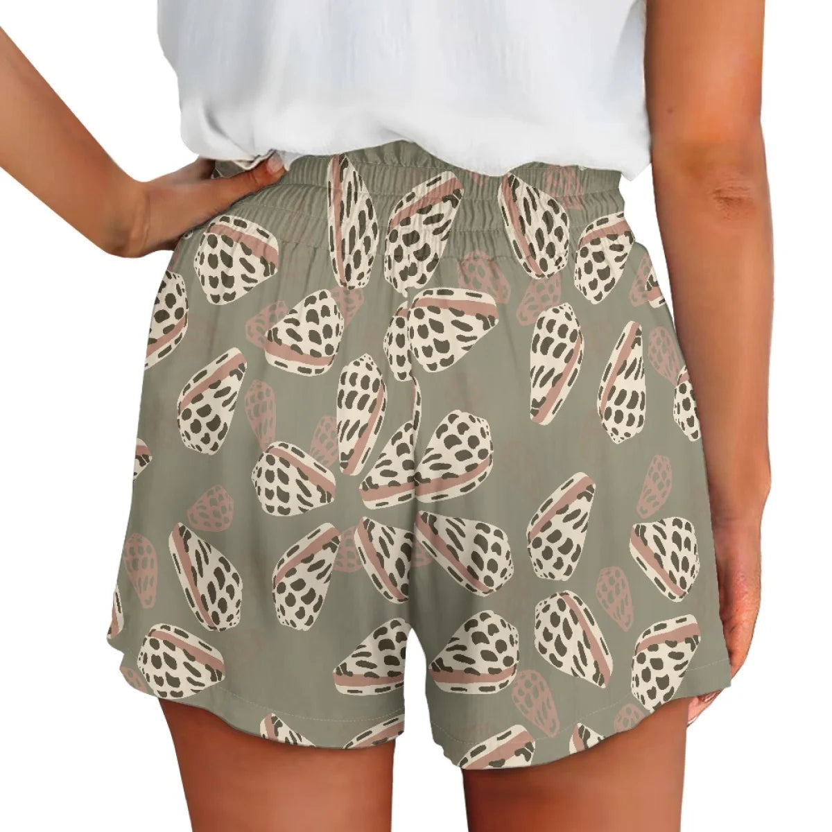 Custom All-Over Print Women's High-Waist Paperbag Shorts - Chic A-Line Summer Bottoms