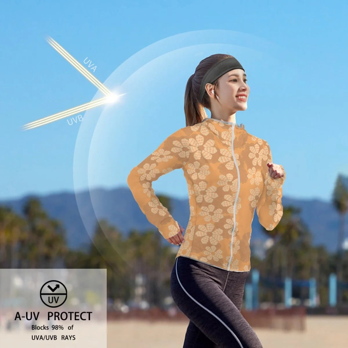 Custom All-Over Print Women's Sun Protection Hoodie - Breathable UV Shield Outdoor Jacket