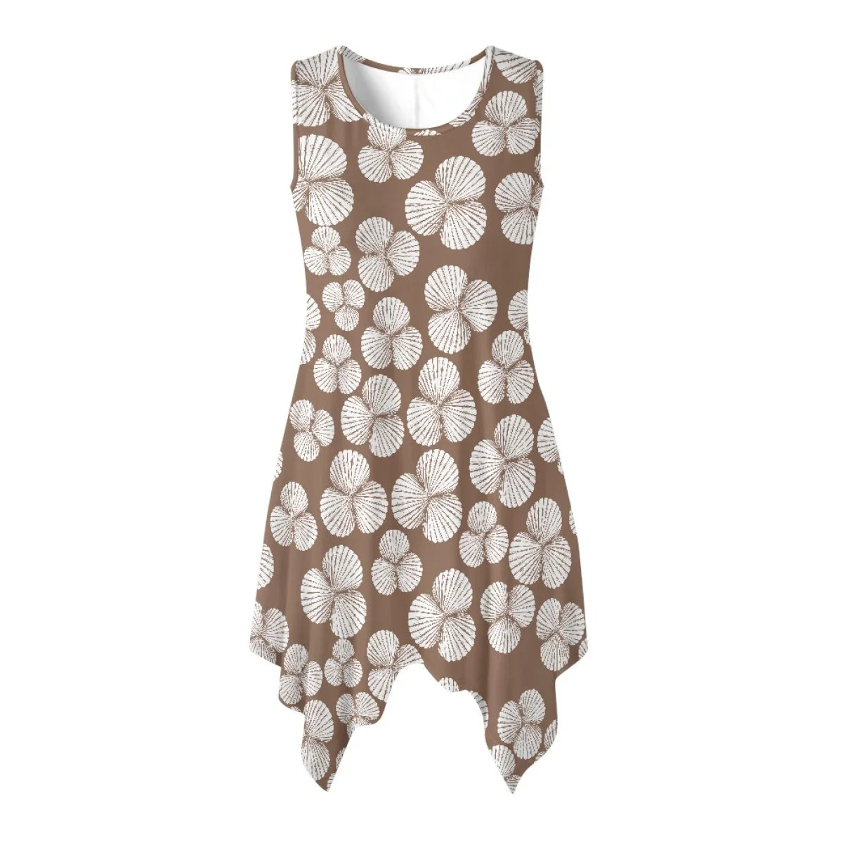 Custom All-Over Print Women's Sleeveless Irregular Hem Dress - High-Low Vacation Gown with Pockets