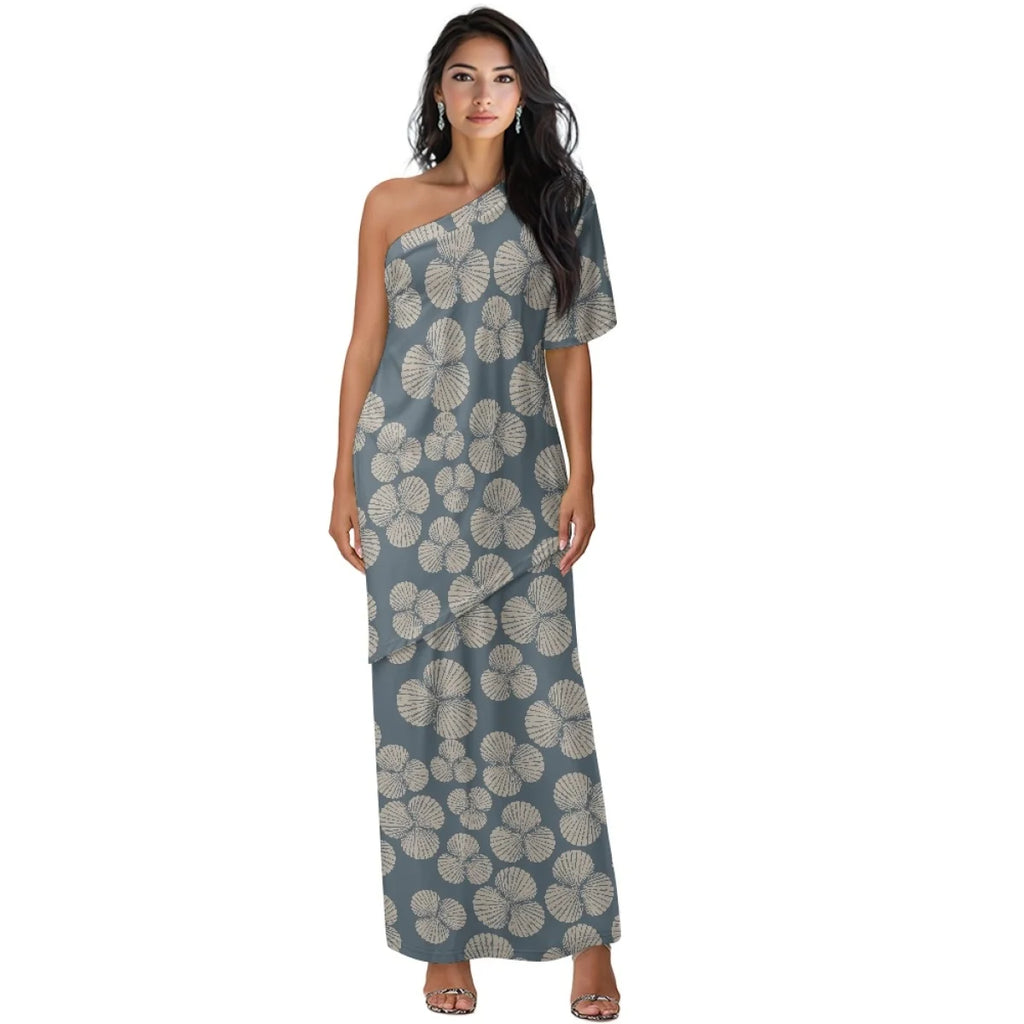 Custom All-Over Print Women's One-Shoulder 2-Piece Resort Set - Asymmetric Top & Split Maxi Skirt