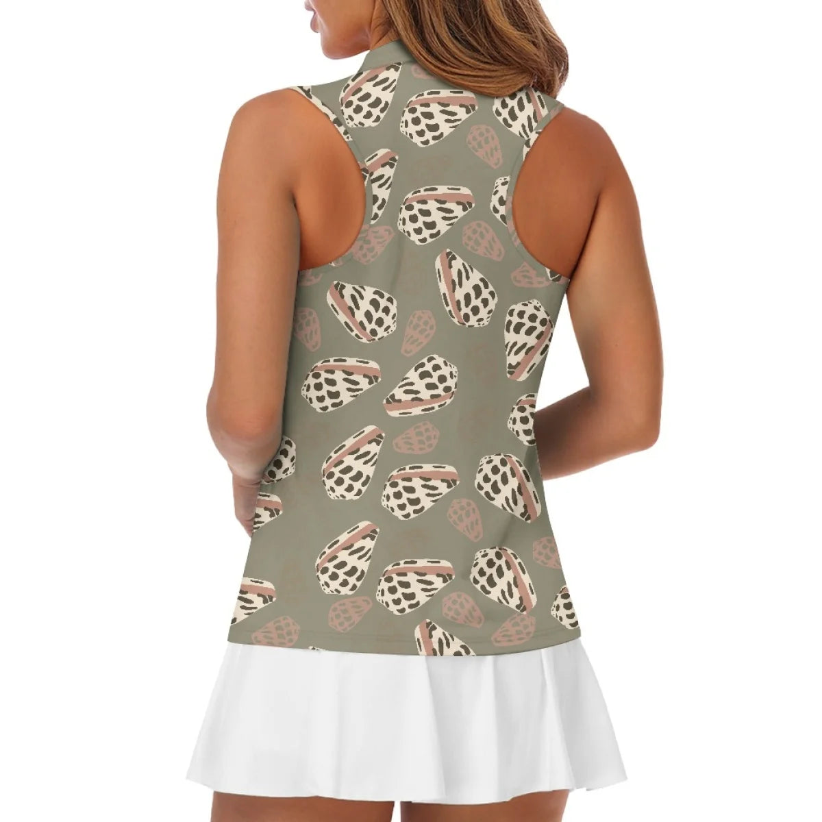 Custom All-Over Print Women's Sleeveless Golf Shirt - Performance 1/4 Zip Polo